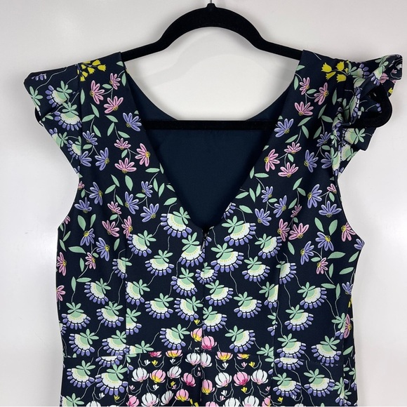 Nanette Lepore Floral Print Flutter Sleeve Knee Length Sheath Dress Women's 8 - Picture 5 of 8